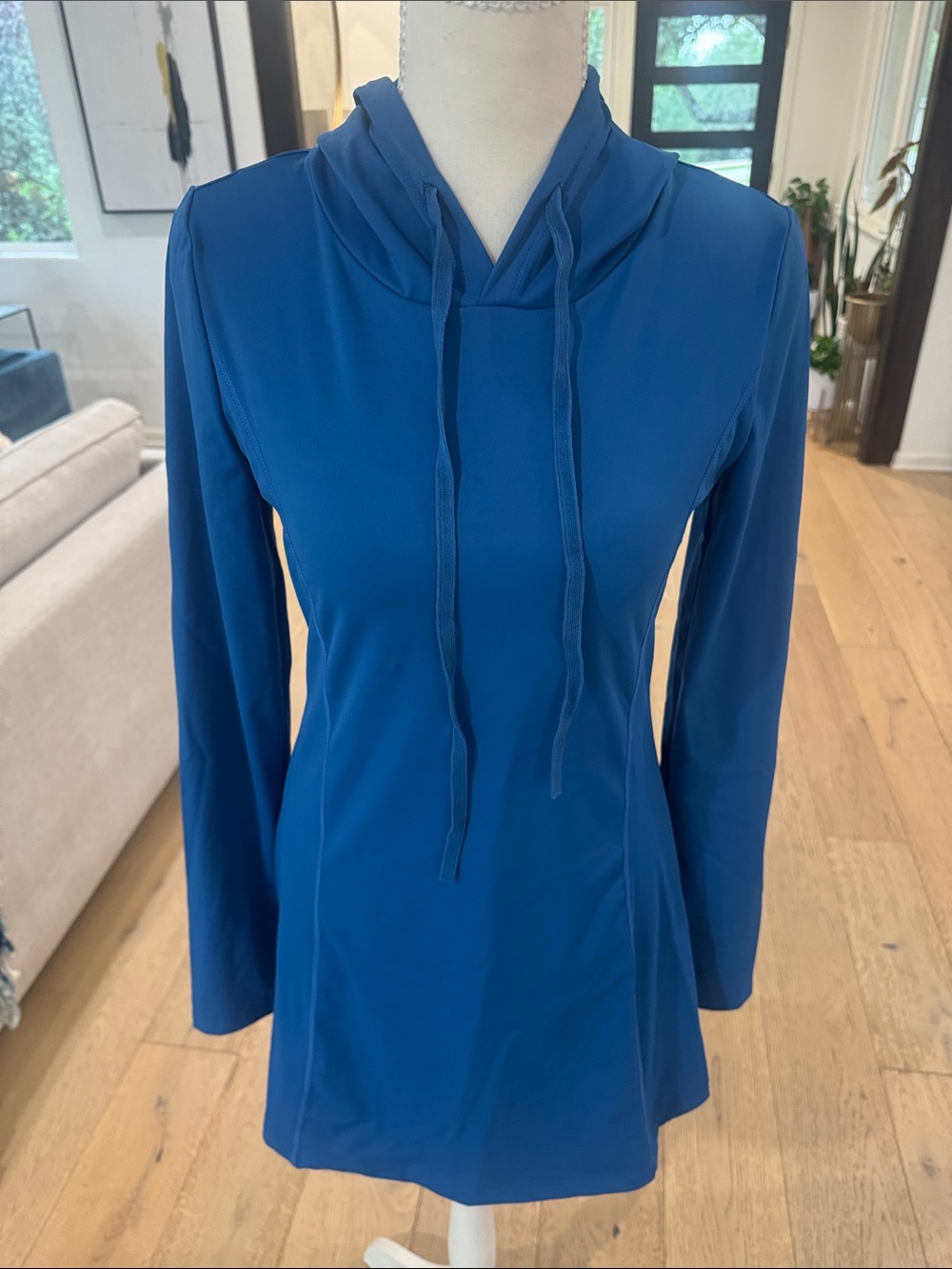 Royal Blue Long Sleeve Hooded Athletic Shirtdress/Dress Size SM